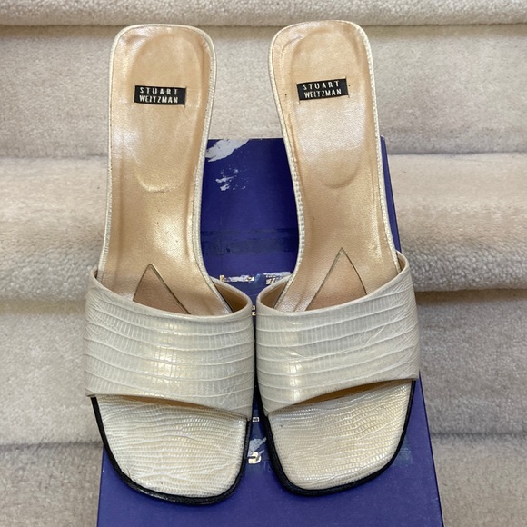 stuart weitzman snake embossed leather slides / mules - Picture 2 of 14